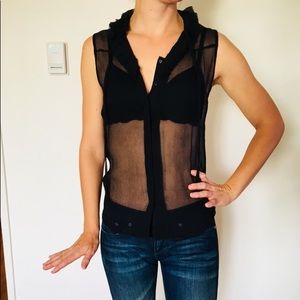 Theory Button Up Sleeveless Black work top